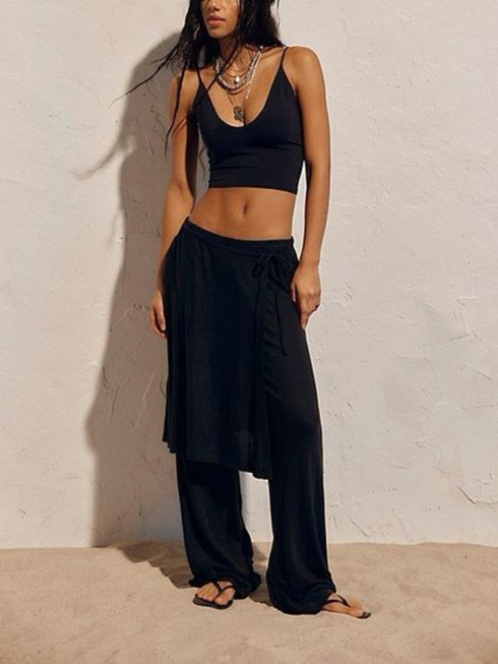 Free People FP Beach Free-est Gauzy Knit Flowy Wrap Skirt Pants Skants